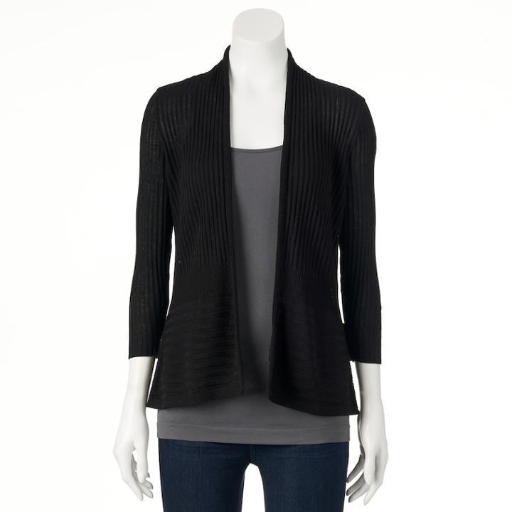Women's Apt. 9&reg; Ribbed Peplum Cardigan, Size: Medium, Black