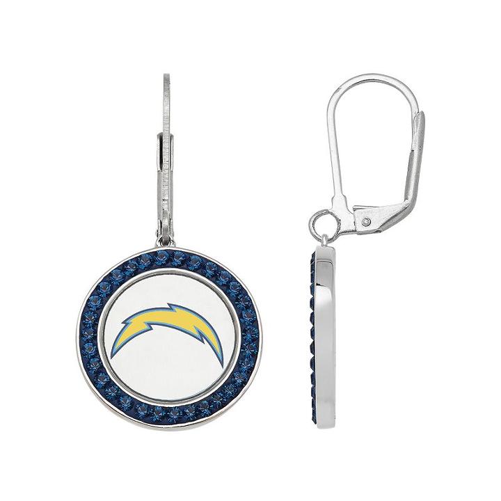 San Diego Chargers Crystal Team Logo Drop Earrings, Women's, Blue