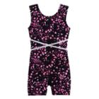 Girls 4-14 Jacques Moret Falling Petals Print Biketard, Size: Small, Brown Over