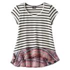 Girls 7-16 & Plus Size Ransom Girl Knit & Woven Striped Tee, Size: Medium, White Oth