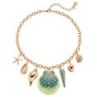 Dana Buchman Aqua Seashell Charm Statement Necklace, Women's, Turq/aqua