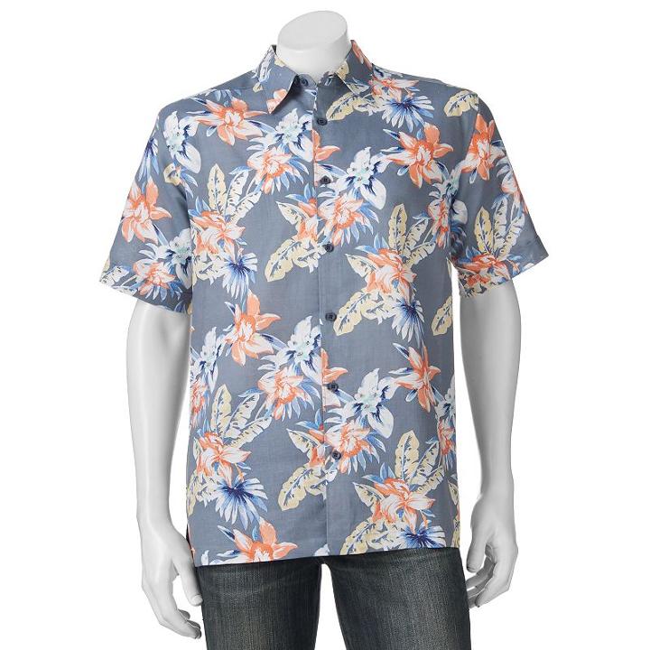 Men's Havanera Floral Classic-fit Linen-blend Button-down Shirt, Size: Small, Grey Other