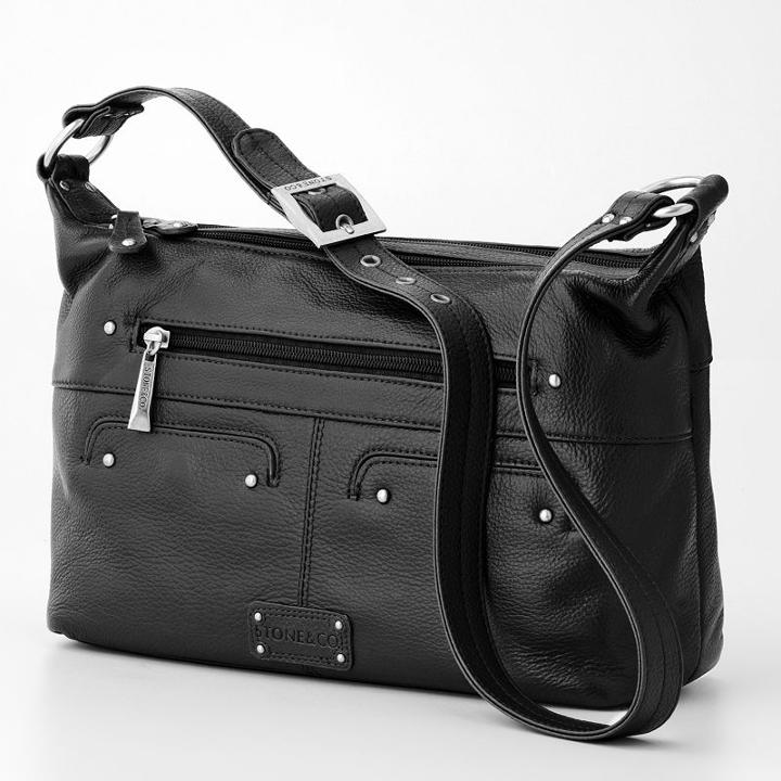 Stone And Co. Sophia Double Zip Leather Hobo, Women's, Black