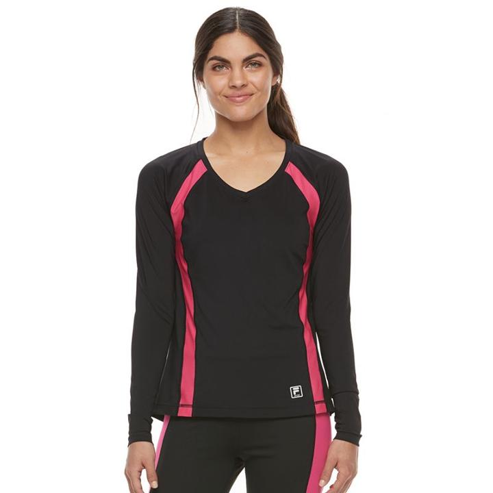 Women's Fila Sport&reg; Basic V-neck Long Sleeve Tee, Size: Medium, Oxford
