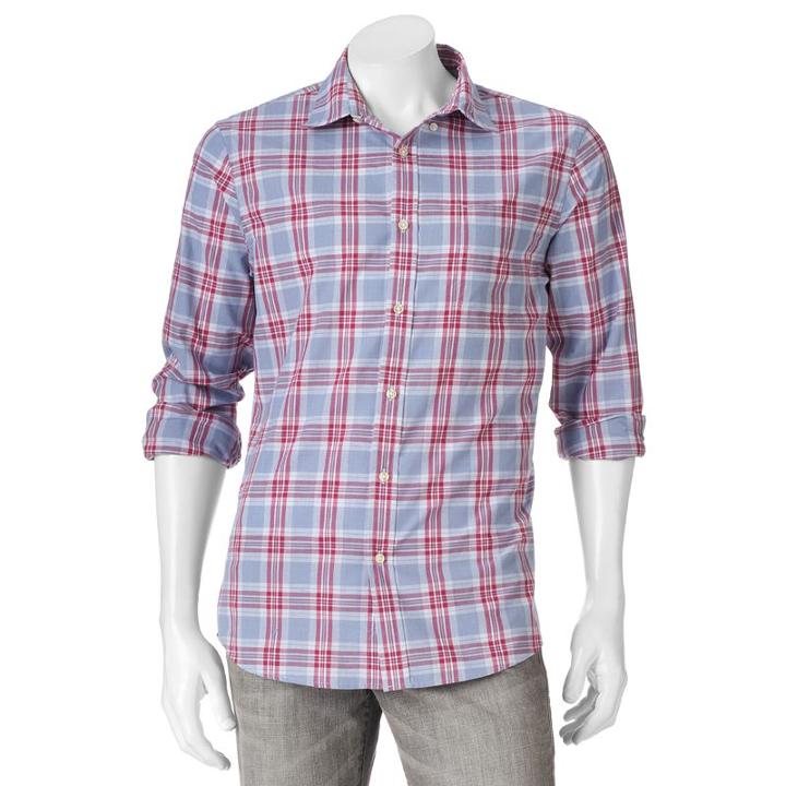Men's Sonoma Goods For Life&trade; Modern-fit Poplin Button-down Shirt, Size: Large, Med Red