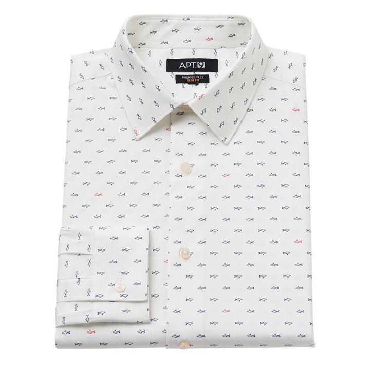 Men's Apt. 9&reg; Slim-fit Premier Flex Collar Stretch Dress Shirt, Size: 15.5-32/33, White