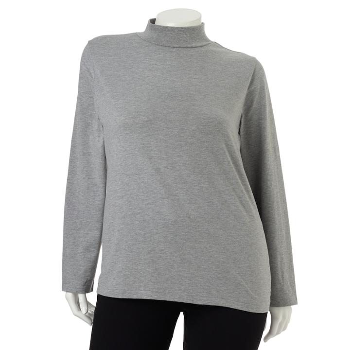 Plus Size Croft & Barrow&reg; Solid Mockneck Top, Women's, Size: 1xl, Grey