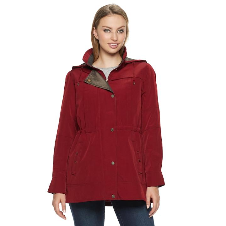 Women's Gallery Hooded Button Out Anorak Jacket, Size: Small, Red
