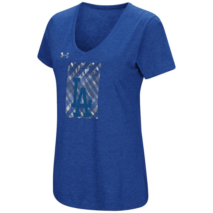 Women's Under Armour Los Angeles Dodgers Heat Gear Streak Tee, Size: Xxl Av/rg, Med Blue