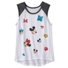 Disney's Mickey Mouse & Minnie Mouse Girls 7-16 Faux Patch Graphic Tee, Girl's, Size: Large, White Oth