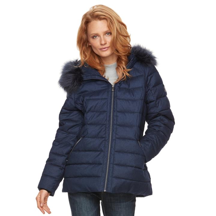 Women's Zeroxposur Faux-fur Trim Puffer Jacket, Size: Xl, Dawn Heather