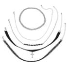 Mudd&reg; Faux Suede Cross & Chain Choker Necklace Set, Teens, Black