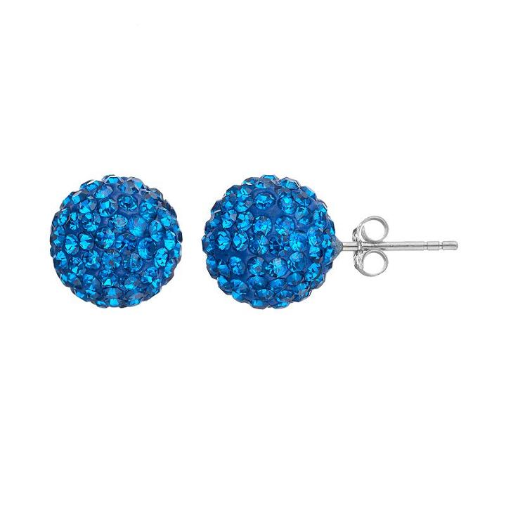 Crystal Sterling Silver Ball Stud Earrings, Women's, Blue