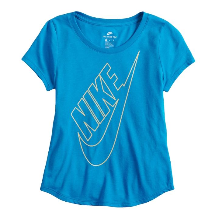 Girls 7-16 Nike Curve Hem Futura Tee, Size: Small, Brt Blue