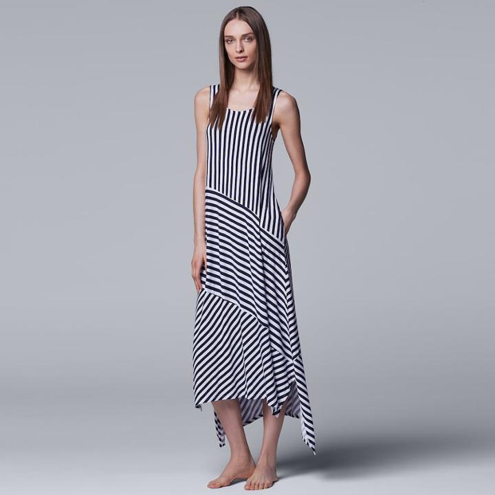 Women's Simply Vera Vera Wang High-low Shark-bite Chemise, Size: Xs, Blue (navy)