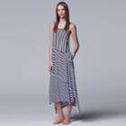Women's Simply Vera Vera Wang High-low Shark-bite Chemise, Size: Xs, Blue (navy)