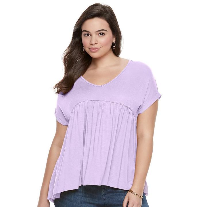 Juniors' Plus Size Mudd&reg; Empire Swing Tee, Girl's, Size: 2xl, Brt Purple
