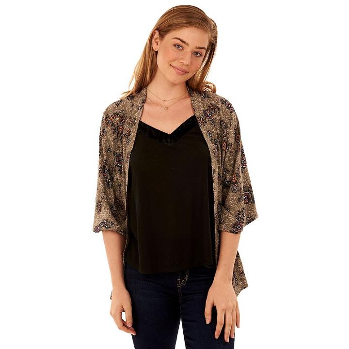 Juniors' Wallflower Velvet Trim Tank & Kimono Set, Teens, Size: Xl, Med Green