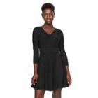 Women's Dana Buchman Textured Fit & Flare Sweaterdress, Size: Large, Black