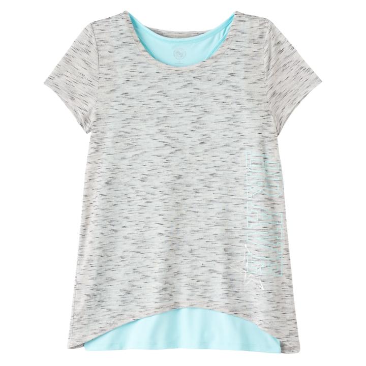 Girls Plus Size Double Layer Tulip Back Tank Top Tee, Size: 16 1/2, Silver