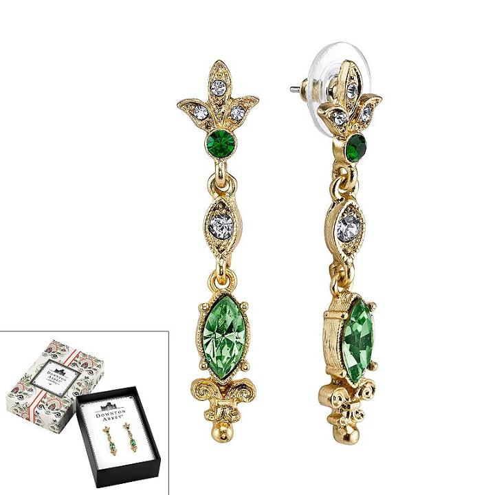Downton Abbey Linear Drop Earrings, Women's, Green