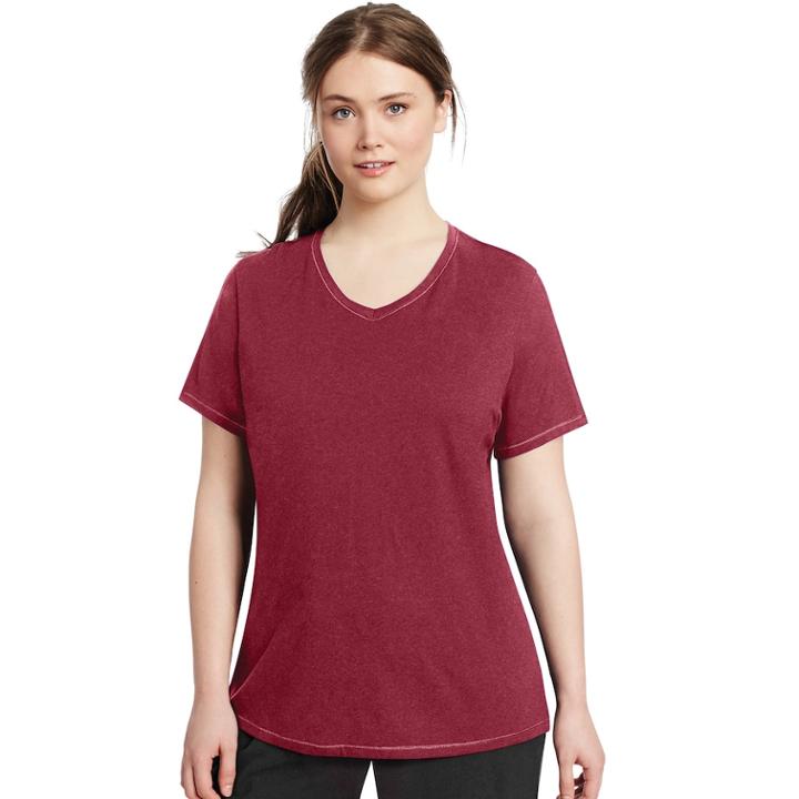 Plus Size Champion V-neck Tee, Women's, Size: 2xl, Red