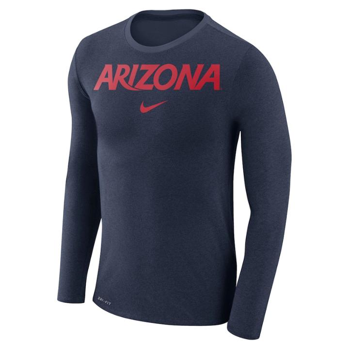 Men's Nike Arizona Wildcats Marled Long-sleeve Dri-fit Tee, Size: Small, Blue (navy)