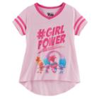 Girls 7-16 Dreamworks Trolls Poppy, Dj Suki, Satin & Chenille #girlpower High-low Tee, Size: Large, Light Pink