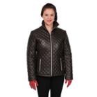 Women's Excelled Quilted Leather Jacket, Size: Xl, Brown