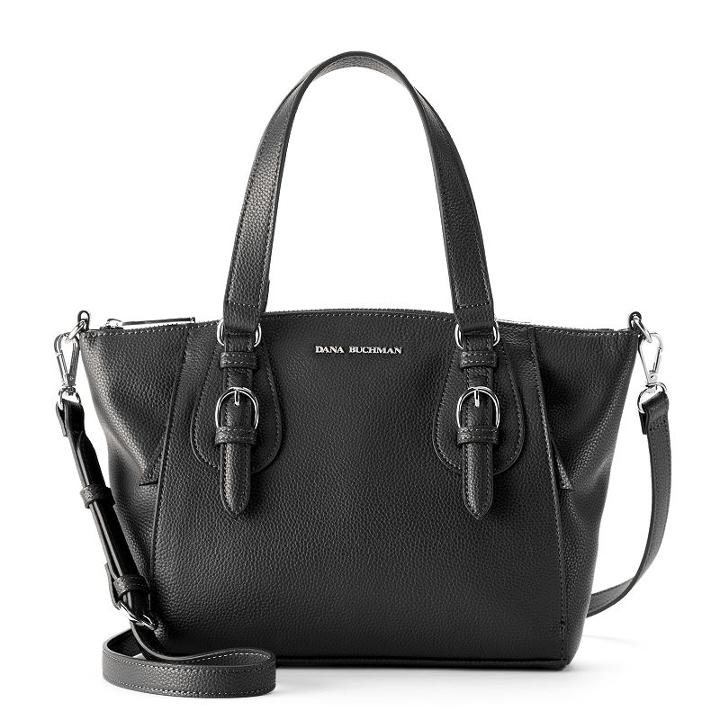Dana Buchman Robin Double Buckle Satchel, Women's, Black