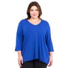 Plus Size Marika Burnout V-neck Tee, Women's, Size: 2xl, Blue