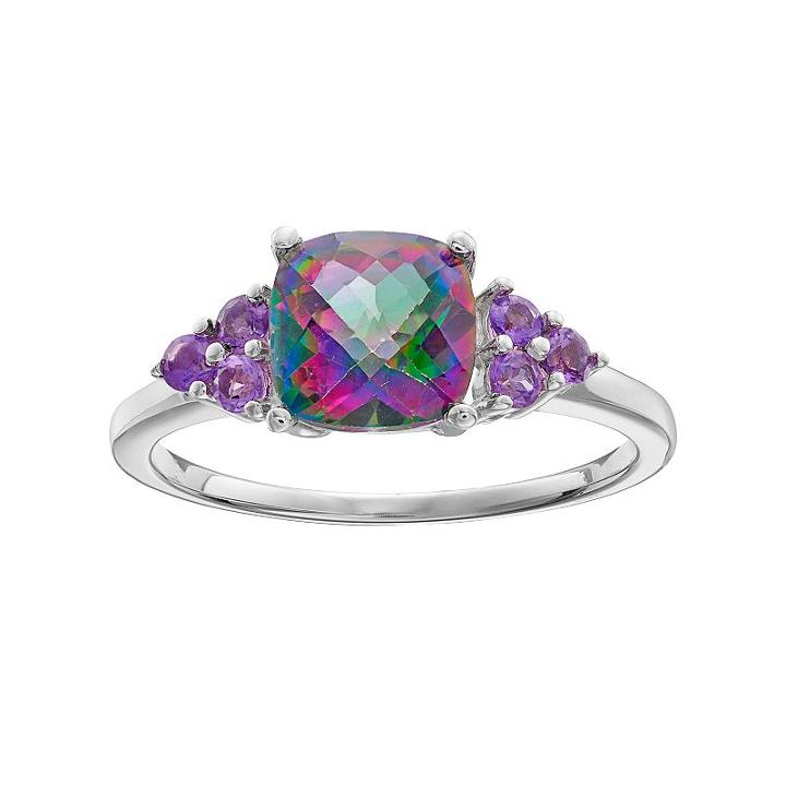 Sterling Silver Mystic Topaz & Amethyst Ring, Women's, Size: 7, Multicolor