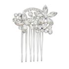 Simulated Crystal Flower Hair Comb, Women's, Silver