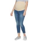 Maternity A:glow Belly Panel Faded Capri Jeans, Women's, Size: 14-mat, Med Blue