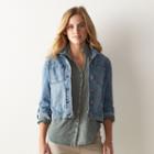 Women's Sonoma Goods For Life&trade; Crosshatch Jean Jacket, Size: Small, Med Blue