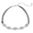 Glittery Oval Choker Necklace, Women's, Grey