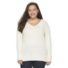 Juniors' Plus Size So&reg; V-neck Tunic Sweater, Girl's, Size: 2xl, White