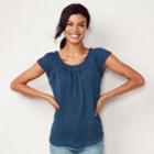 Women's Lc Lauren Conrad Love, Lauren Pleated Top, Size: Small, Dark Blue