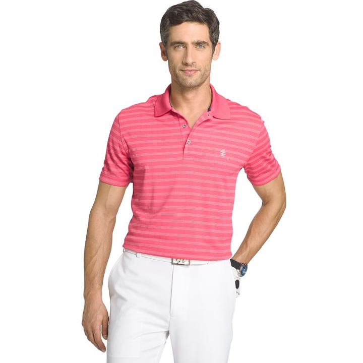 Men's Izod Legacy Classic-fit Striped Performance Golf Polo, Size: Large, Light Red