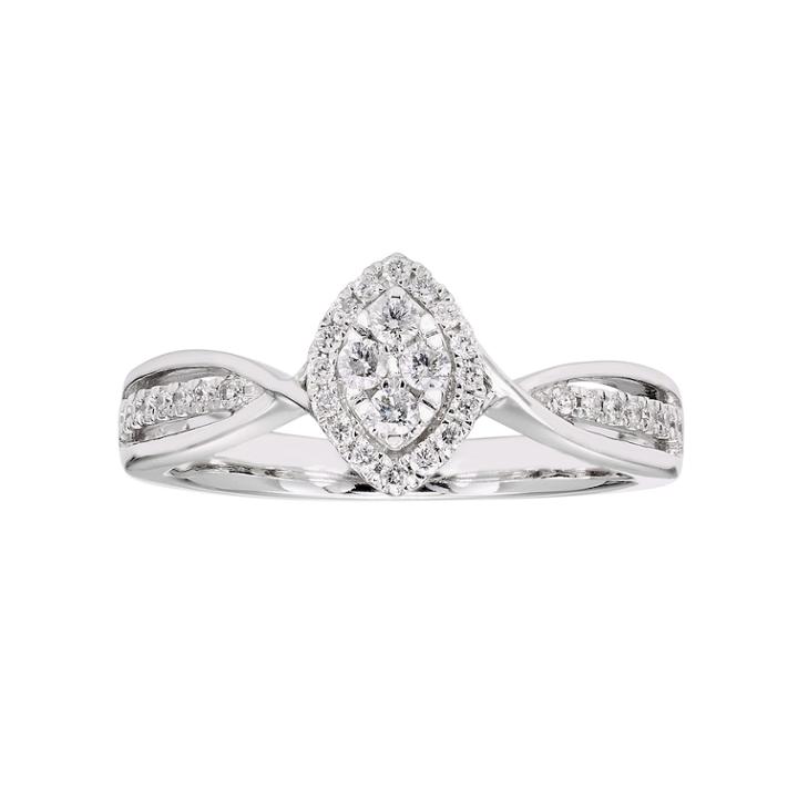 Lovemark 10k White Gold 1/4 Carat T.w. Diamond Marquise Halo Ring, Women's, Size: 8