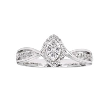 Lovemark 10k White Gold 1/4 Carat T.w. Diamond Marquise Halo Ring, Women's, Size: 8