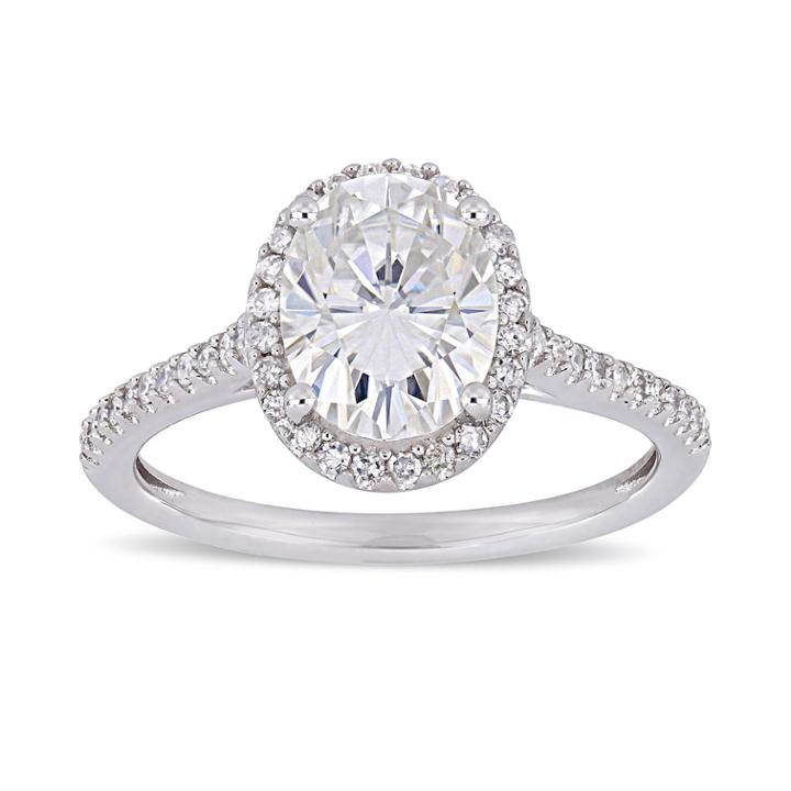 Stella Grace 2 Ct. T.w. Oval Cut Lab-created Moissanite & 1/4 Ct. T.w. Diamond Engagement Ring, Women's, Size: 9, White