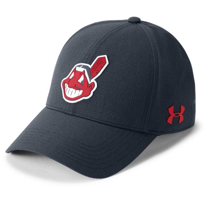 Men's Under Armour Cleveland Indians Driver Cap, Navy Alt