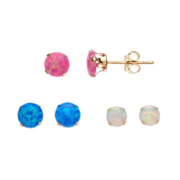 Stella Grace 10k Opal Earring Set, Women's, Multicolor