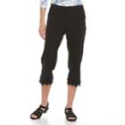 Women's Briggs Crochet-hem Pull On Capris, Size: 12, Black