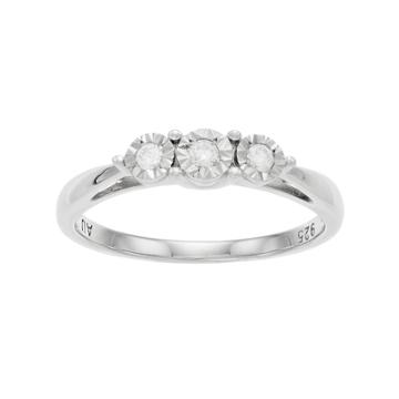 Everlasting Diamonds Sterling Silver 1/10 Carat T.w. Diamond 3-stone Ring, Women's, Size: 8, White