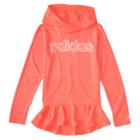 Girls 4-6x Adidas High Low Flounce Hoodie, Size: 5, Drk Orange