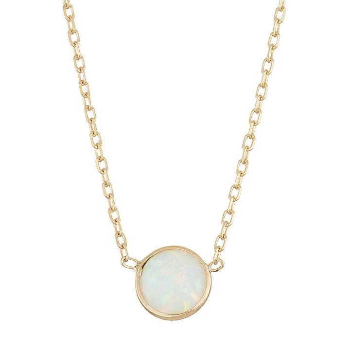10k Gold Lab-created Opal Circle Pendant Necklace, Women's, Size: 17, White