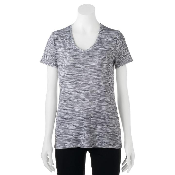 Women's Croft & Barrow&reg; Essential V-neck Tee, Size: Large, Grey