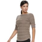 Women's Apt. 9&reg; Textured Ruched Boatneck Sweater, Size: Large, Med Beige